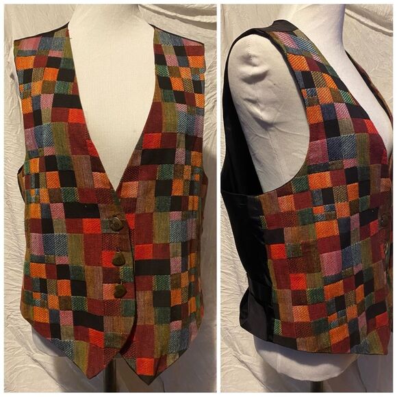 The Limited, Vintage, Plaid, Festive, Sleeveless Vest, OSFM - Picture 7 of 11